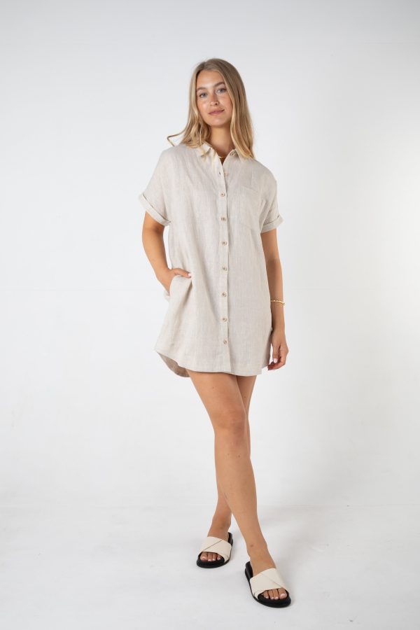 RAYLEIGH LINEN SHIRT DRESS - NATURAL Online