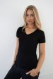 BLAKE SLUB V-NECK - BLACK Online Hot Sale