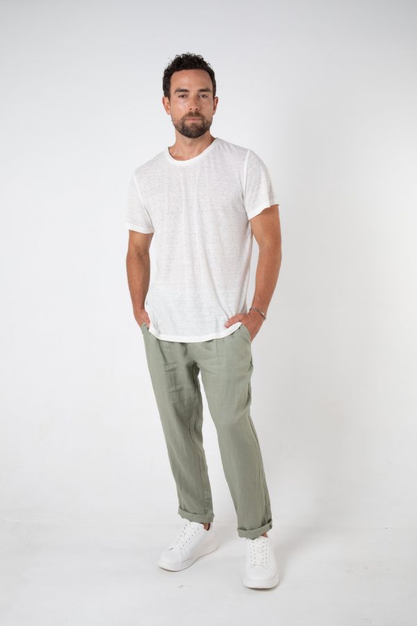 RAVELLO LINEN PANT - SAGE Cheap