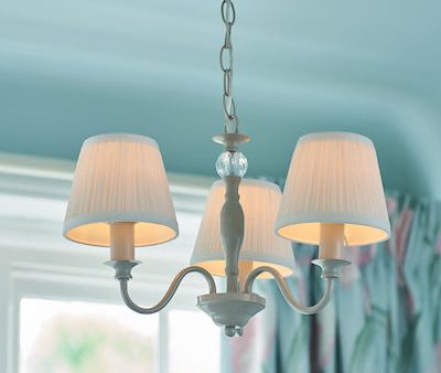 Laura Ashley Ellis 3 Light Chandelier Cream with Ivory Shades For Cheap