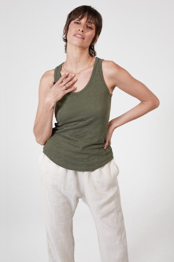 RAYNE SLUB TANK - KHAKI Hot on Sale