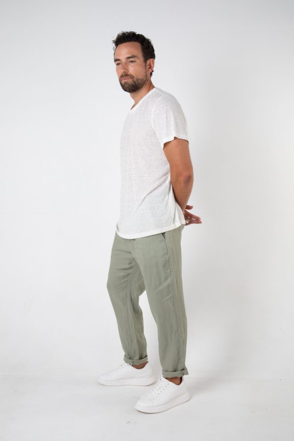 RAVELLO LINEN PANT - SAGE Cheap