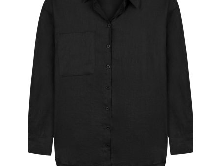 HUDSON LINEN SHIRT - BLACK Online Sale