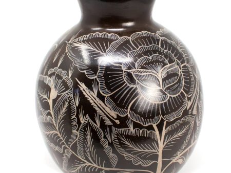 Ball-Shaped White Brown Vase,Burnished Clay Fashion