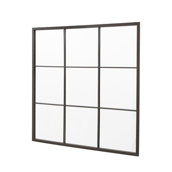 Amos Aged black large square window mirror Online Sale