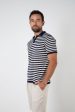 MAVERICK KNITTED POLO - NAVY STRIPE For Sale