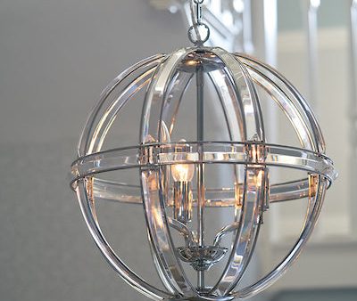 Laura Ashley Aidan Glass & Polished Chrome 3 Light Globe Chandelier Sale