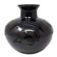 Moon Relief Semi-flat Jug, Scribed Black Clay Online Hot Sale