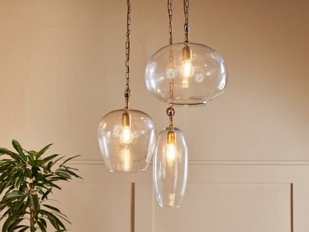 Nkuku Otoro 3 Light Recycled Clear Glass Cluster Pendant on Sale