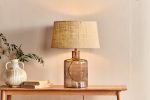 Nkuku Edina Recycled Smoke Brown Glass Table Lamp Small Sale