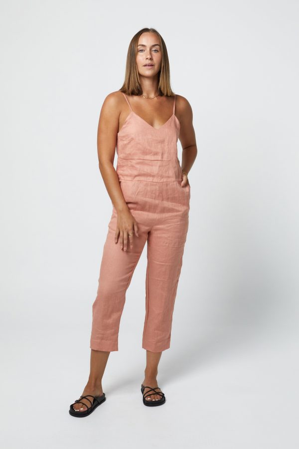 MARLEY LINEN JUMPSUIT - CLAY Fashion