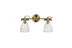 Nkuku Rarni Recycled Glass Double Spot Wall Light Antique Brass For Cheap