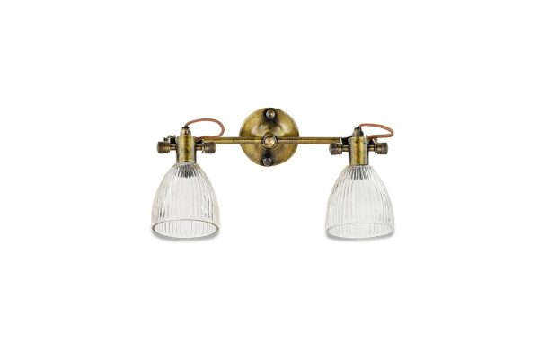 Nkuku Rarni Recycled Glass Double Spot Wall Light Antique Brass For Cheap