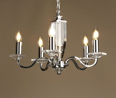 Laura Ashley Carson 5 Light Chandelier Cut Glass & Polished Nickel Discount