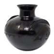 Moon Relief Semi-flat Jug, Scribed Black Clay Online Hot Sale