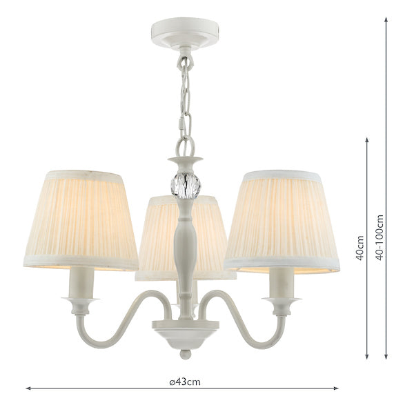 Laura Ashley Ellis 3 Light Chandelier Satin Grey with Shades For Sale