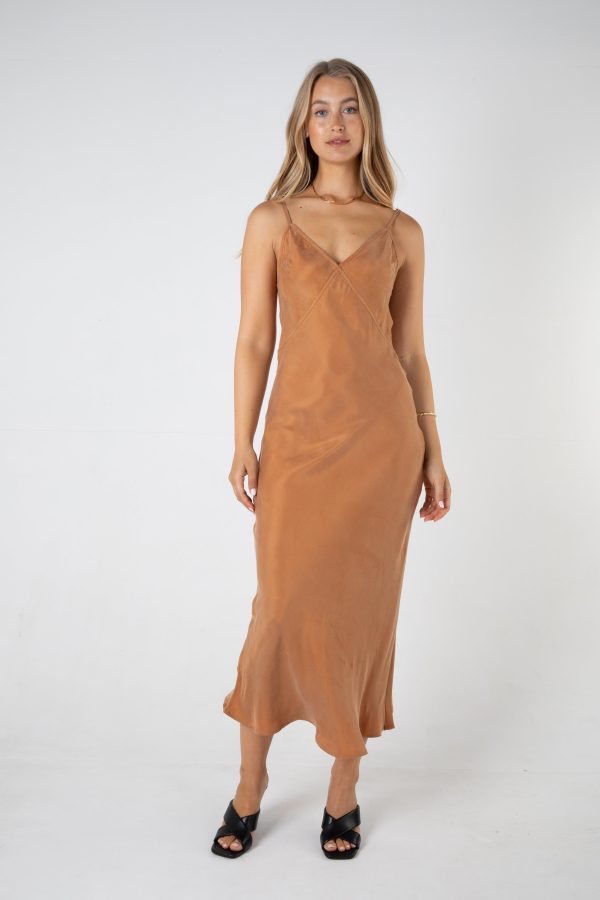 HALLIE MID LENGTH DRESS - BURNT ORANGE Hot on Sale