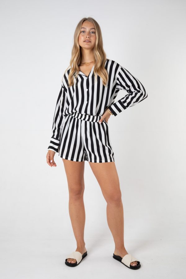 ROMY STRIPE SHORT - BLACK & WHITE Cheap