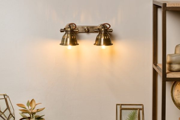 Nkuku Tubu Brass Double Spot Light Antique Brass Finish For Cheap