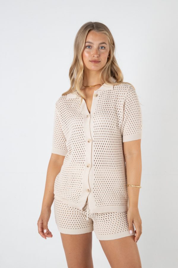 SAMARA CROCHET S S SHIRT - SAND Online Hot Sale