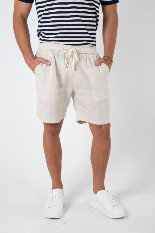 RUFOLO LINEN SHORT - NATURAL on Sale