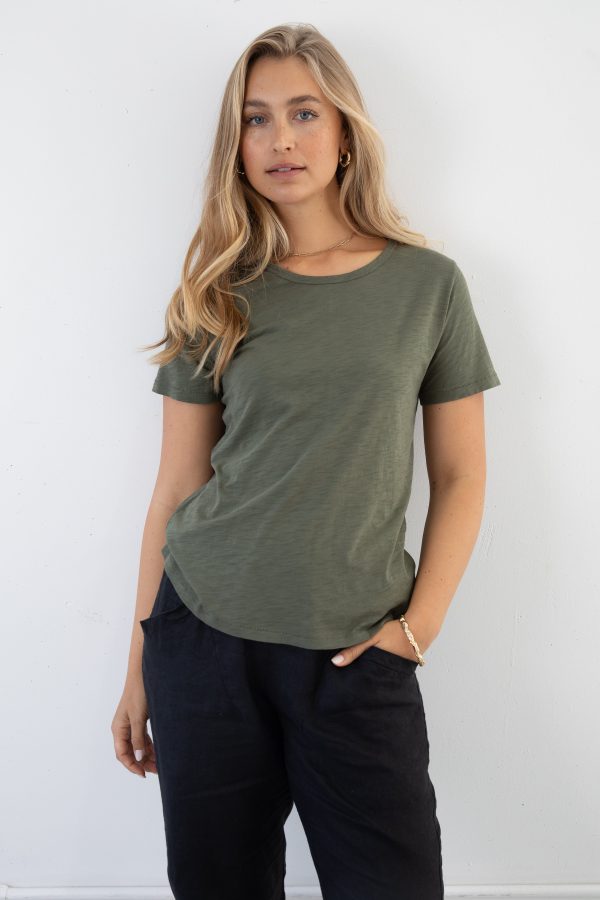 ZEPHYR SLUB TEE - KHAKI For Discount