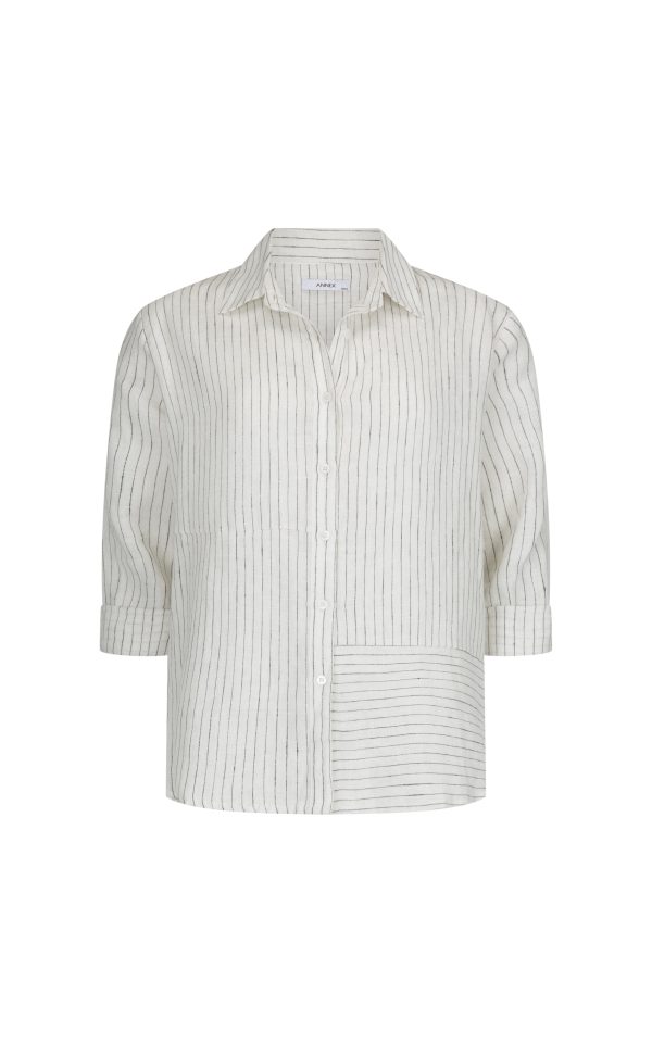 WESLEY LINEN SHIRT - SAND STRIPE Sale