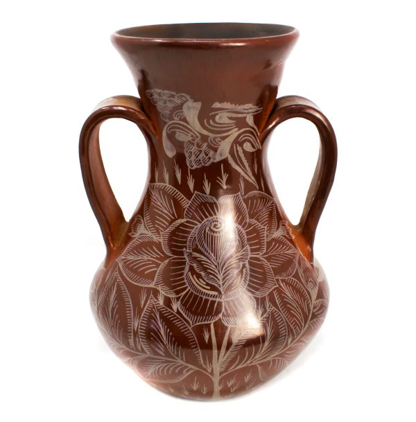 Two-HandledTall Neck Vase,Burnished Clay Hot on Sale