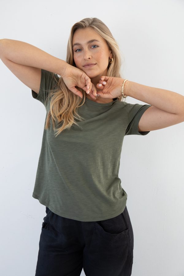 ZEPHYR SLUB TEE - KHAKI For Discount