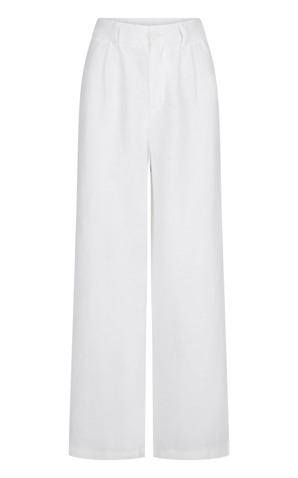 SAWYER WIDE LEG LINEN PANT - WHITE Sale