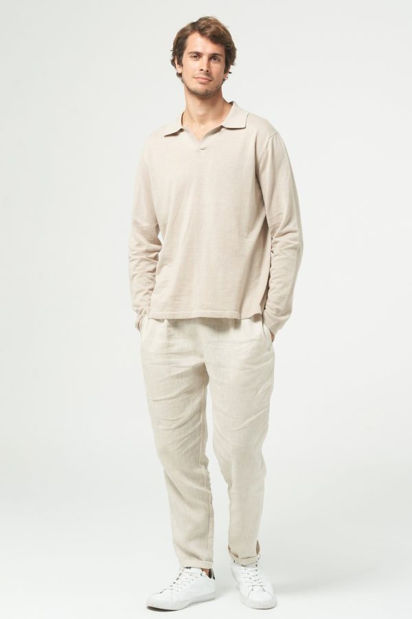 MAVERICK L S KNITTED POLO - SAND on Sale