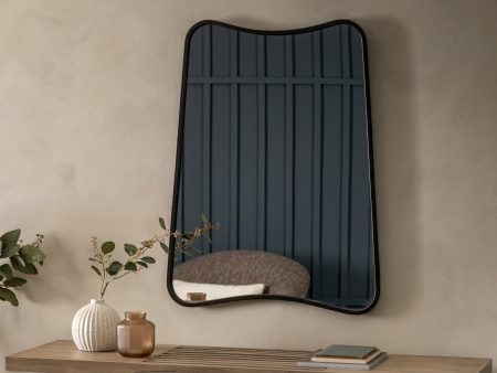 Amos Black glass tapered rectangle mirror For Sale