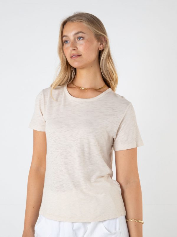 ZEPHYR SLUB TEE - SAND Hot on Sale