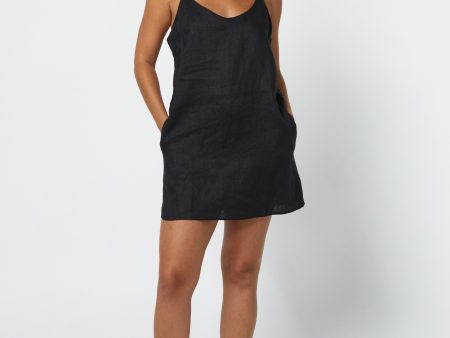 REMI LINEN DRESS - BLACK Online Sale