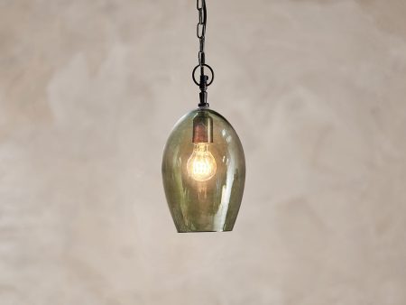 Nkuku Otoro Recycled Green Glass Pendant Small Oval For Cheap