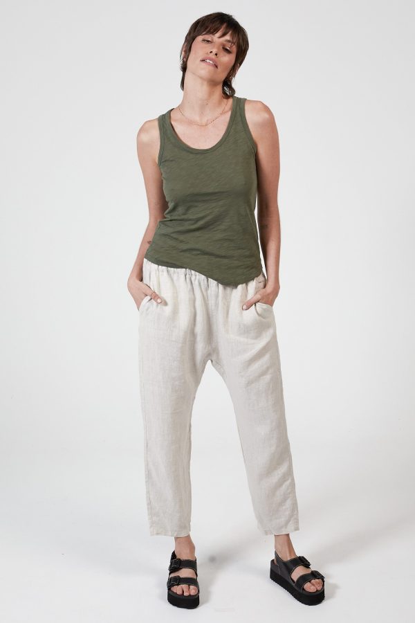 RAYNE SLUB TANK - KHAKI Hot on Sale