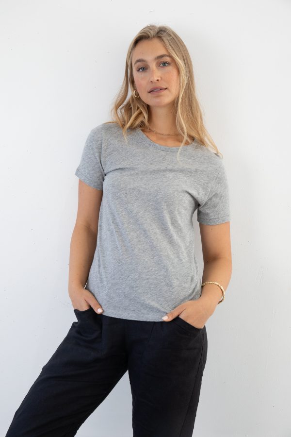 ZEPHYR SLUB TEE - GREY MARL Discount