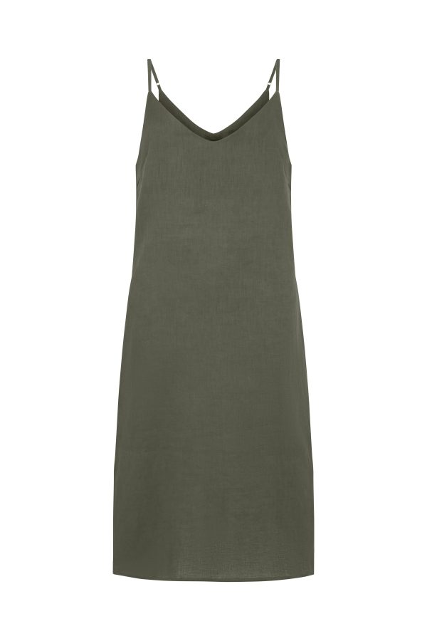 RYLEY LINEN DRESS - OLIVE Online Sale