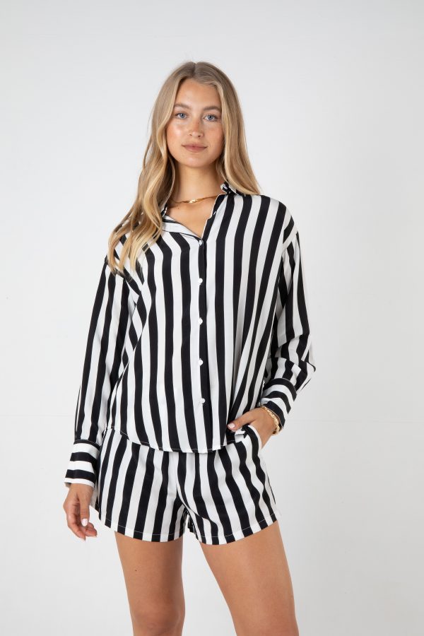 ROMY STRIPE SHORT - BLACK & WHITE Cheap