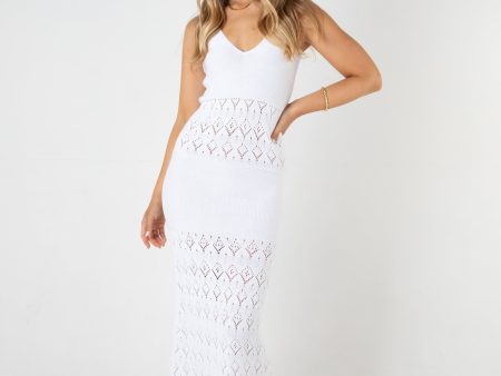 MARLOWE COTTON KNIT DRESS - WHITE on Sale