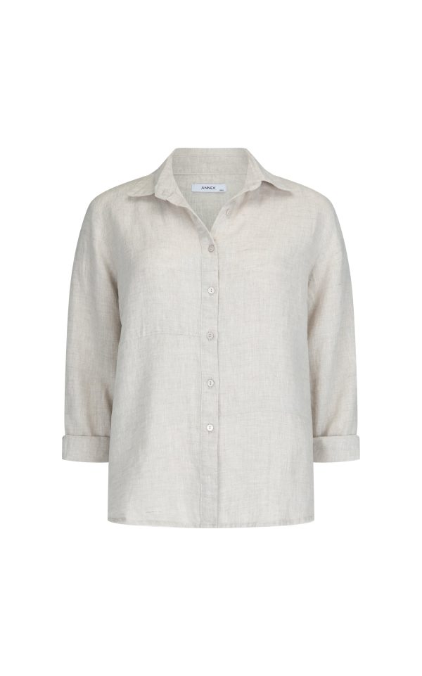 WESLEY LINEN SHIRT - NATURAL For Sale