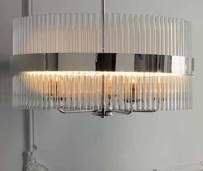 Laura Ashley Alexa 5 Light Pendant Polished Nickel & Glass Rods Cheap