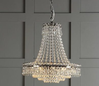 Laura Ashley Enid 5 Light Grand Chandelier Polished Nickel & Cut Glass For Cheap