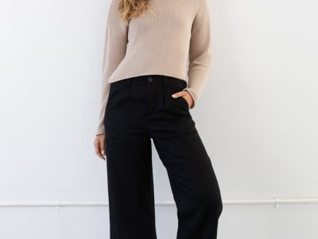 SAWYER WIDE LEG LINEN PANT - BLACK Fashion