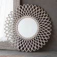 Amos Wooden latticework round mirror Hot on Sale