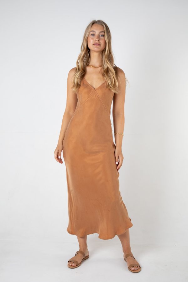 HALLIE MID LENGTH DRESS - BURNT ORANGE Hot on Sale