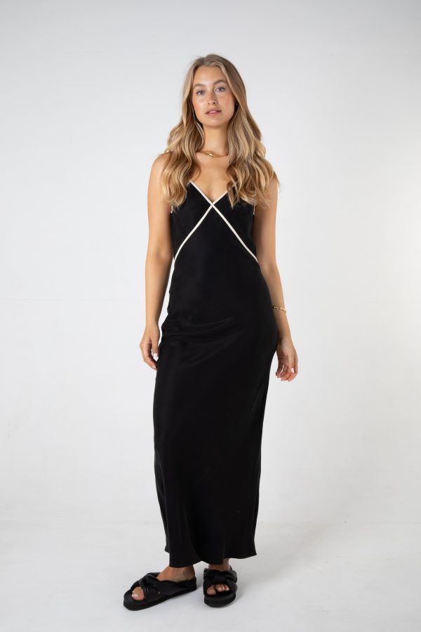 HALLIE DRESS - BLACK & CHAMPAGNE Discount