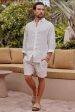 DOLCE LINEN SHORT - SAND STRIPE Hot on Sale