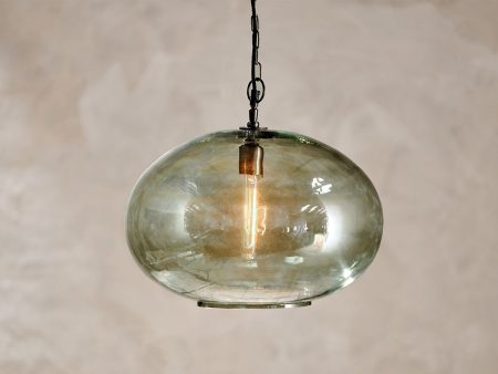 Nkuku Otoro Recycled Green Glass Pendant Large Round Discount