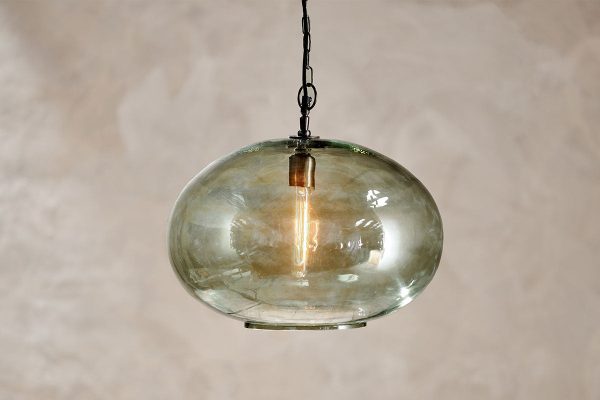 Nkuku Otoro Recycled Green Glass Pendant Large Round Discount